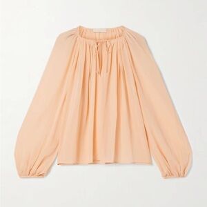 Ulla Johnson Peach Long-Sleeve Peasant Blouse